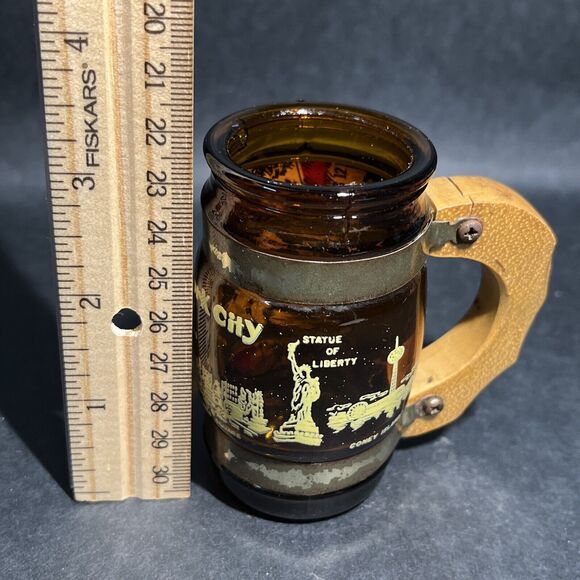 Vintage Rare Brown Glass 1970s New York City Shot Glass‎ Rusty - Picture 6 of 10